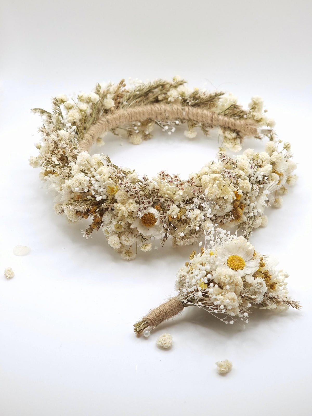 Hochzeit Kopfkranz mit Baby's Breath, First Communion Flower Stirnband, Weiße Blumenkrone