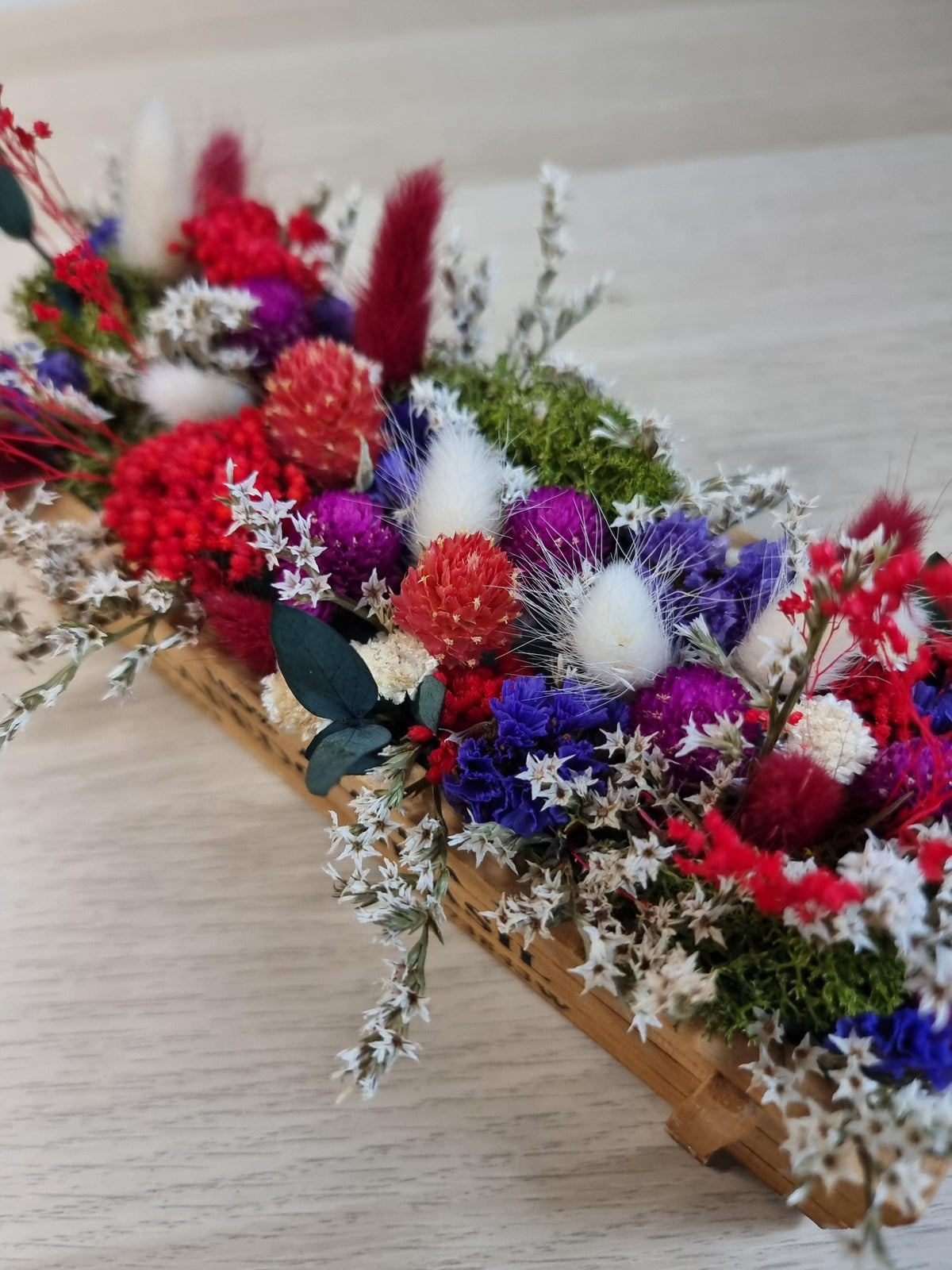 Buntes Tischgesteck, Getrocknete Blumen Dekor, Wohnzimmer und Hausdekoration, Housewarminggeschenk