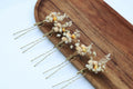 Elfenbein-Blumenhaarnadeln für Hochzeiten, Naturfarbene Akzente in Gelb, Haarschmuck für Bräute