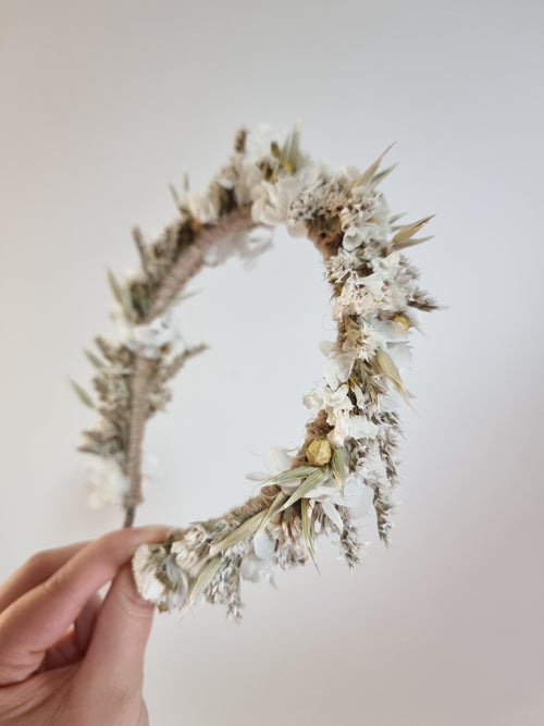 Boho Hochzeit Blumen Krone, getrocknete Blumen Stirnband für Erstkommunion, Bräute, Trauzeugin