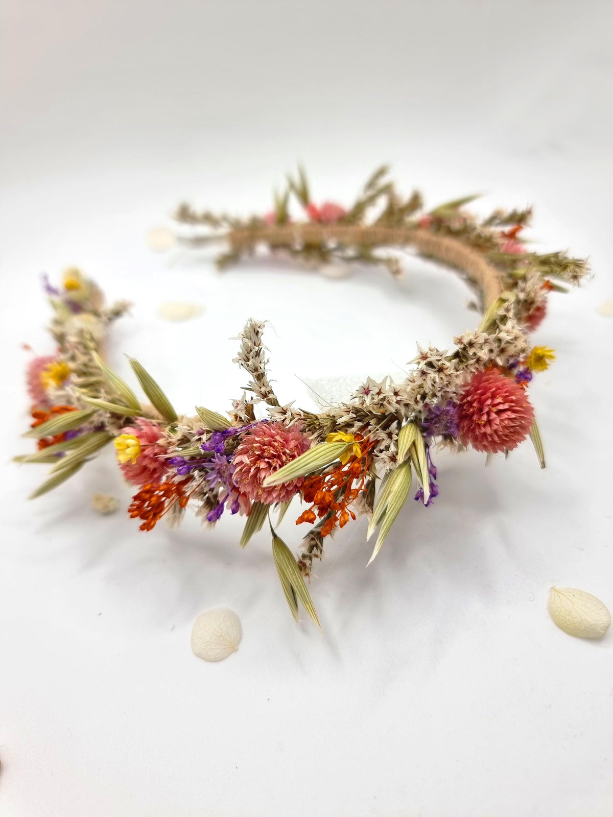 Erste Kommunion Bunter Kopfkranz, Brauthaar Stirnband, Blumenkrone für Festivals und Hochzeiten