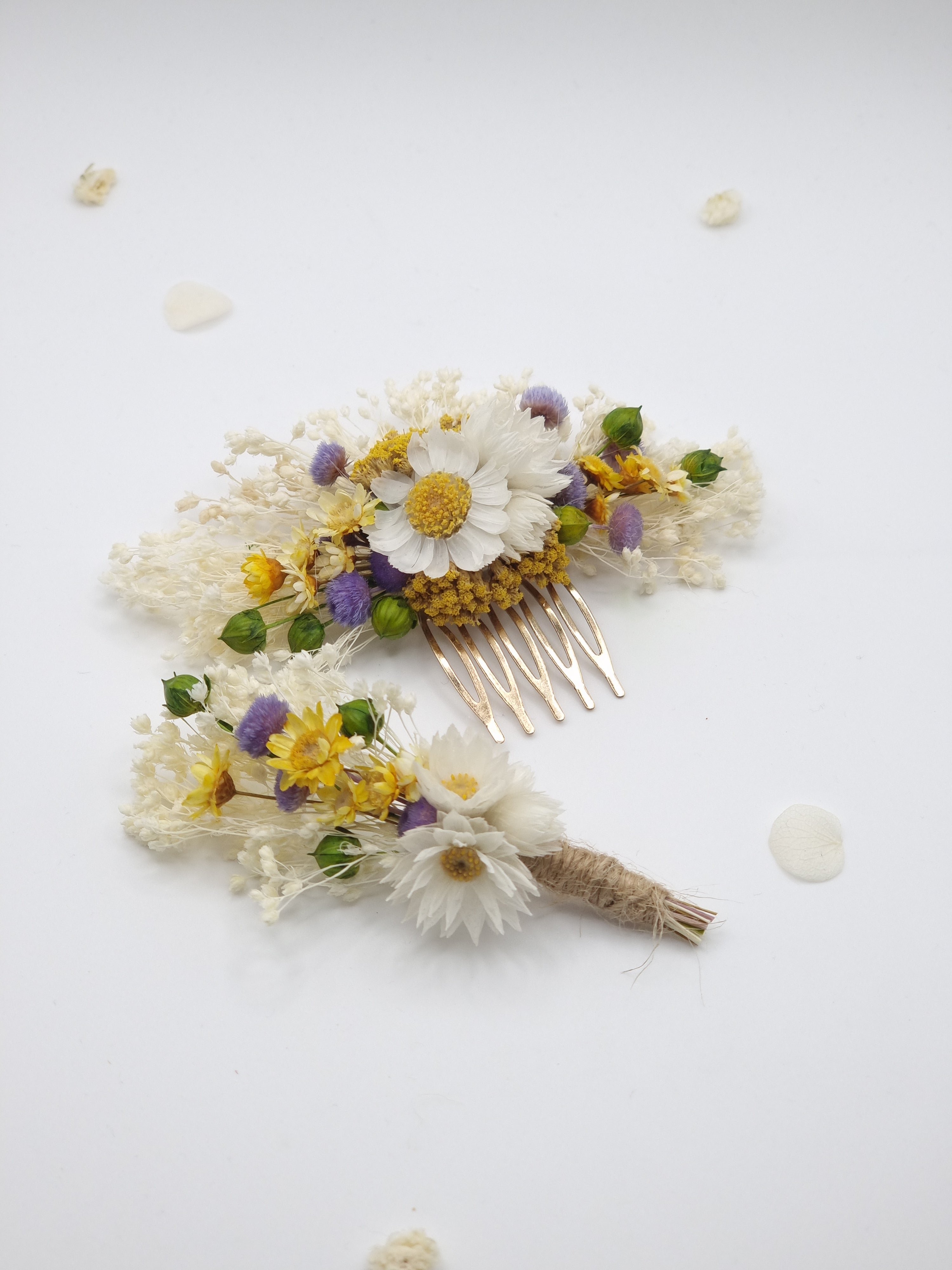 Weicher Frühlings-Haarkamm für Hochzeiten, Gänseblümchen-Haarschmuck, Braut, Brautjungfern, florales Haar-Accessoire