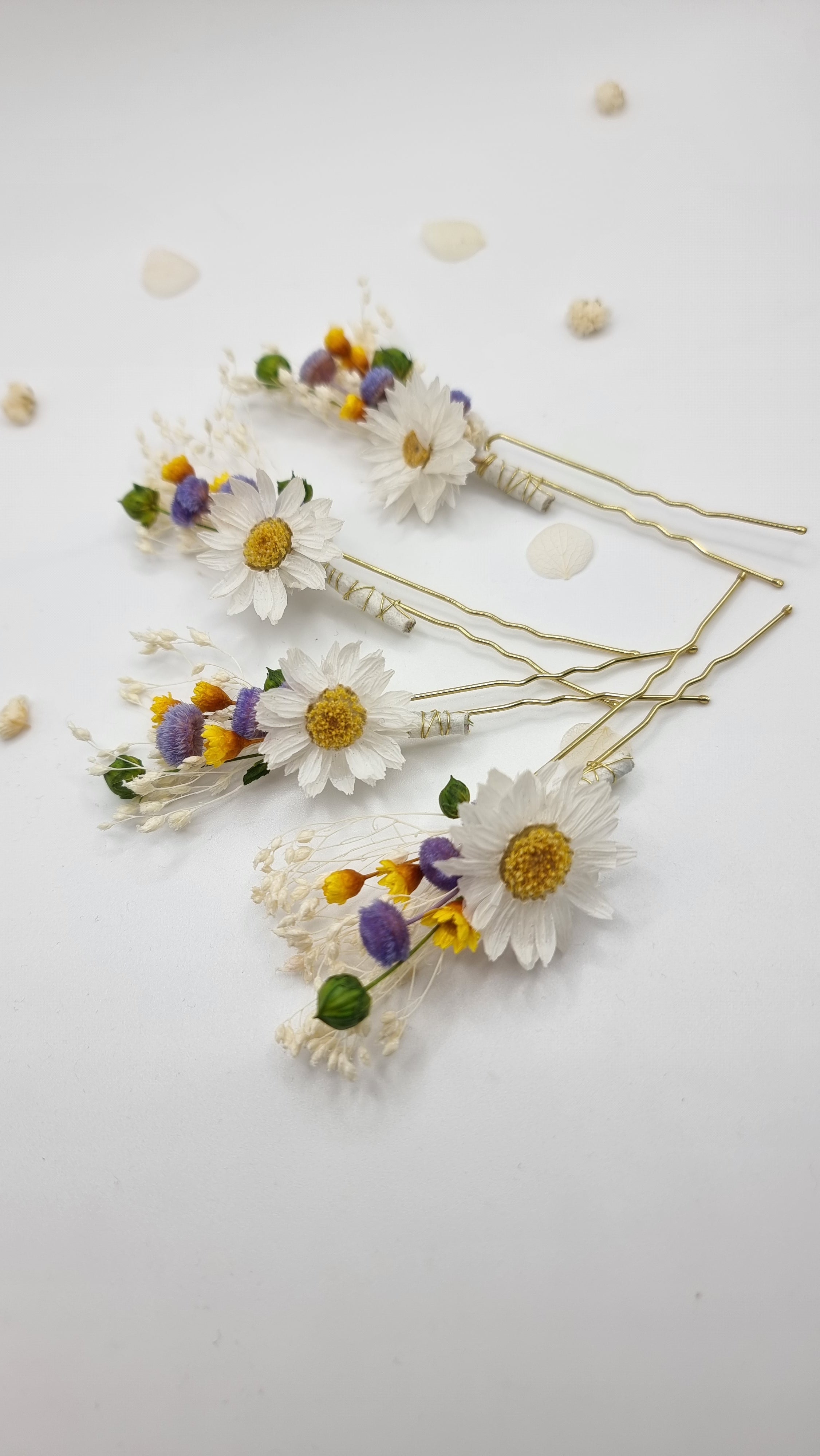 Weicher Frühlings-Haarkamm für Hochzeiten, Gänseblümchen-Haarschmuck, Braut, Brautjungfern, florales Haar-Accessoire