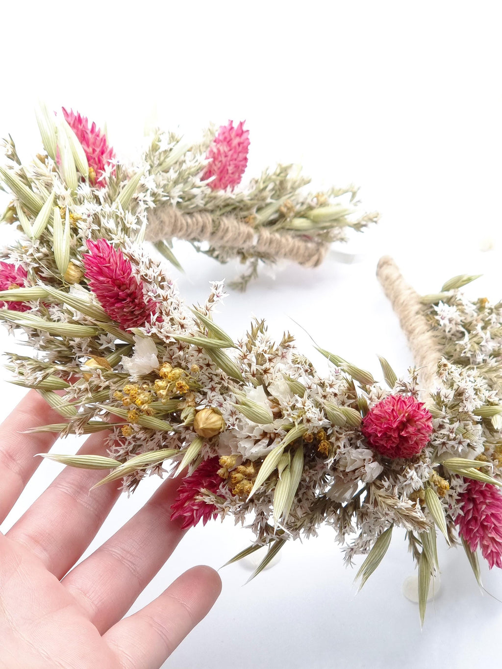 Kopfkranz für Hochzeiten, Erstkommunion Blumen-Stirnband, bunte rosa Blumenkrone