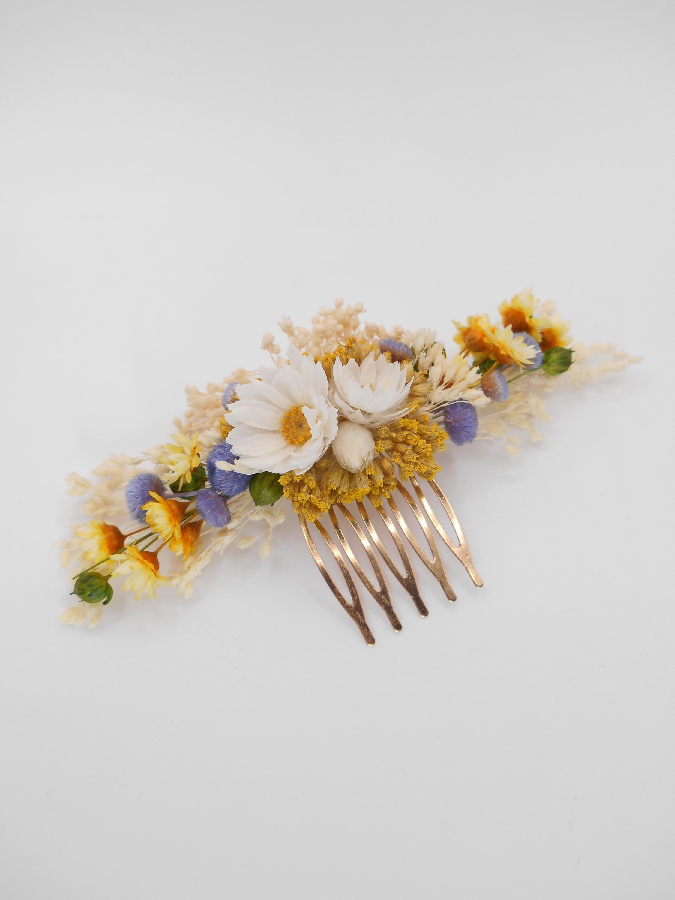 Weicher Frühlings-Haarkamm für Hochzeiten, Gänseblümchen-Haarschmuck, Braut, Brautjungfern, florales Haar-Accessoire