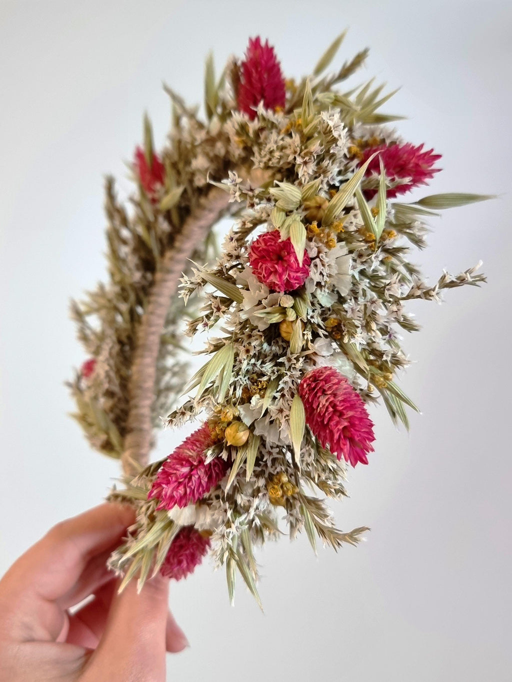 Kopfkranz für Hochzeiten, Erstkommunion Blumen-Stirnband, bunte rosa Blumenkrone