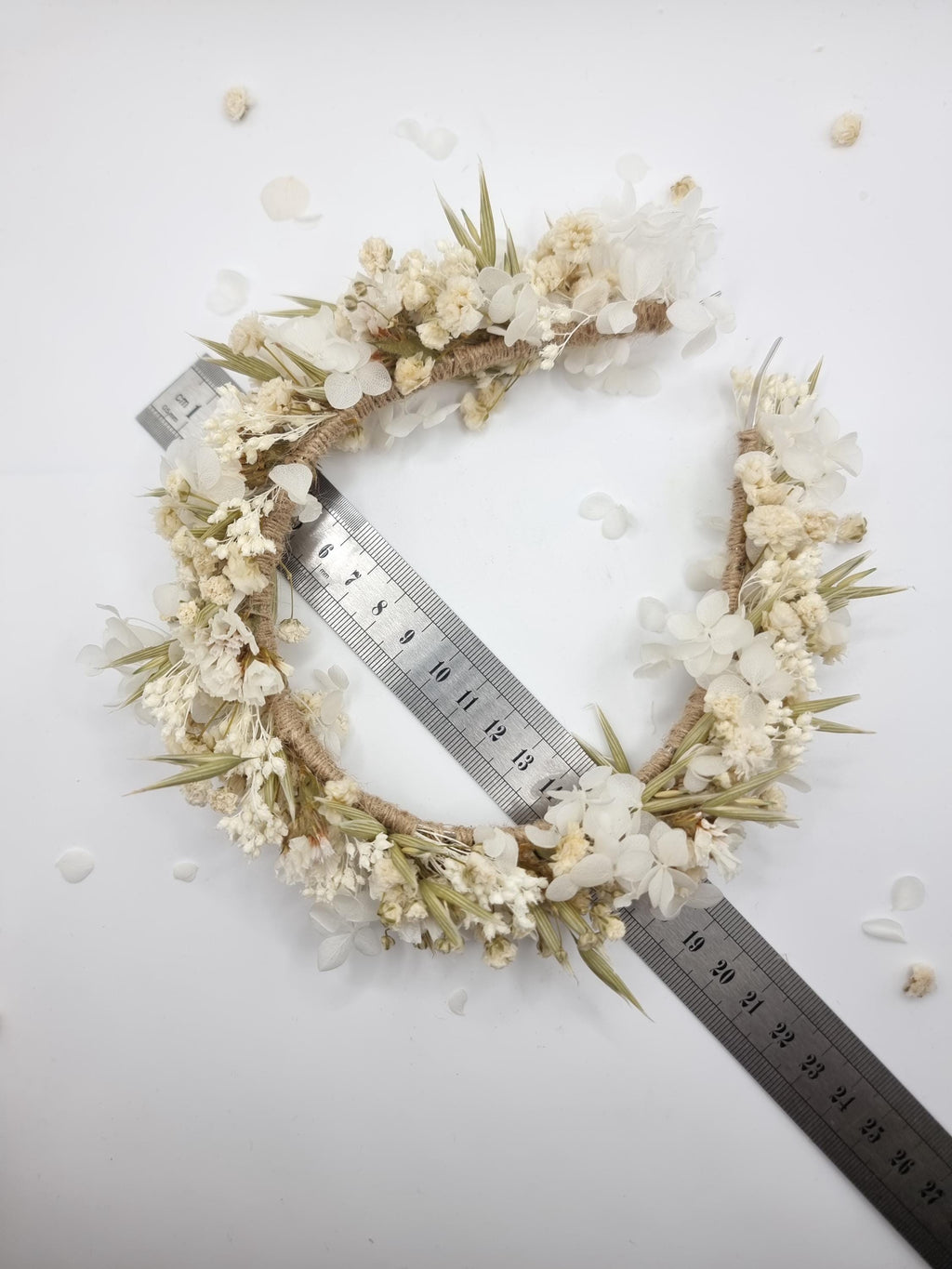 Hochzeitskrone mit Hortensie und Babyatem, Braut-Gypsophila-Stirnband, weißer Blumenkopfkranz