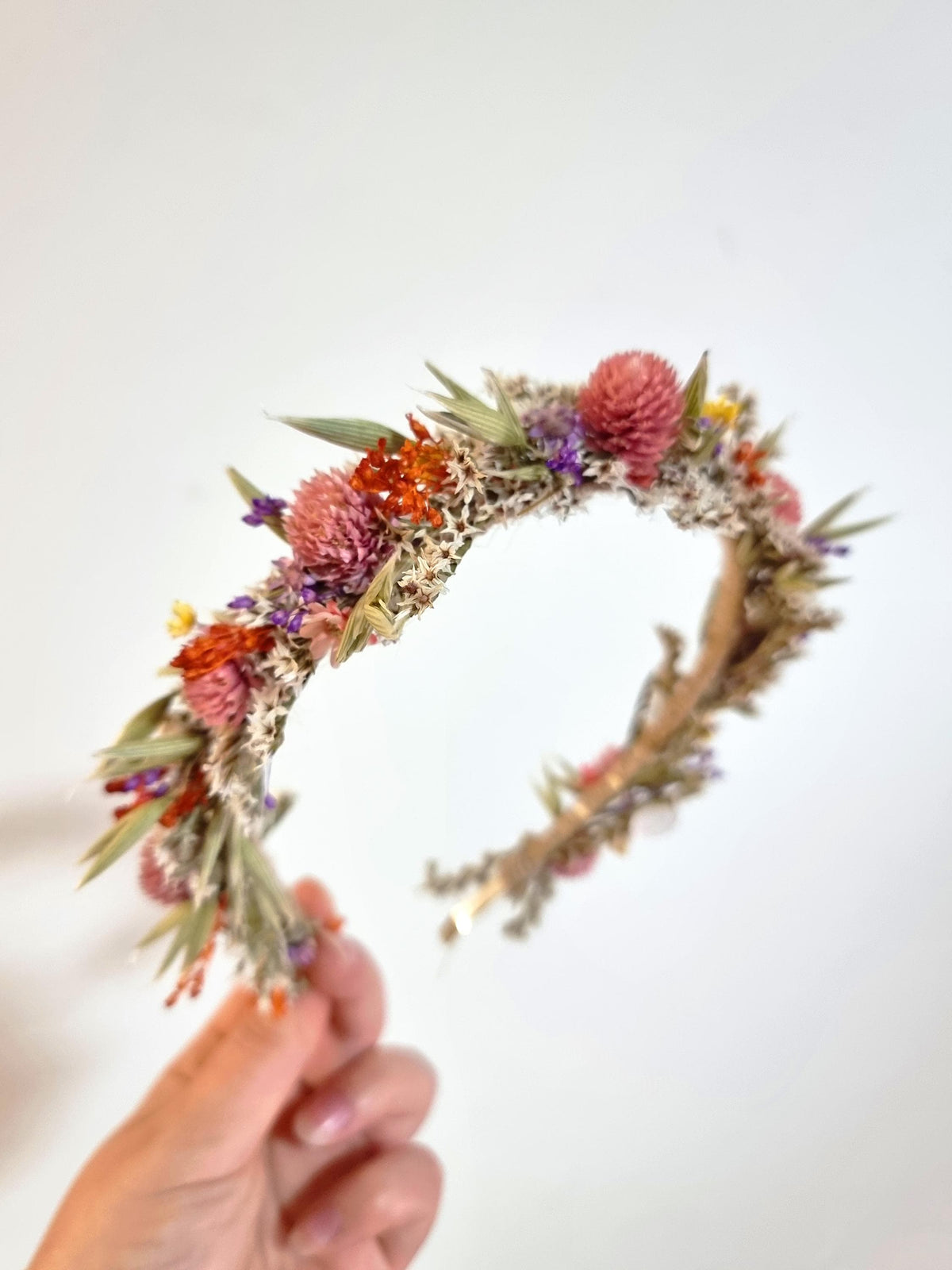 Erste Kommunion Bunter Kopfkranz, Brauthaar Stirnband, Blumenkrone für Festivals und Hochzeiten