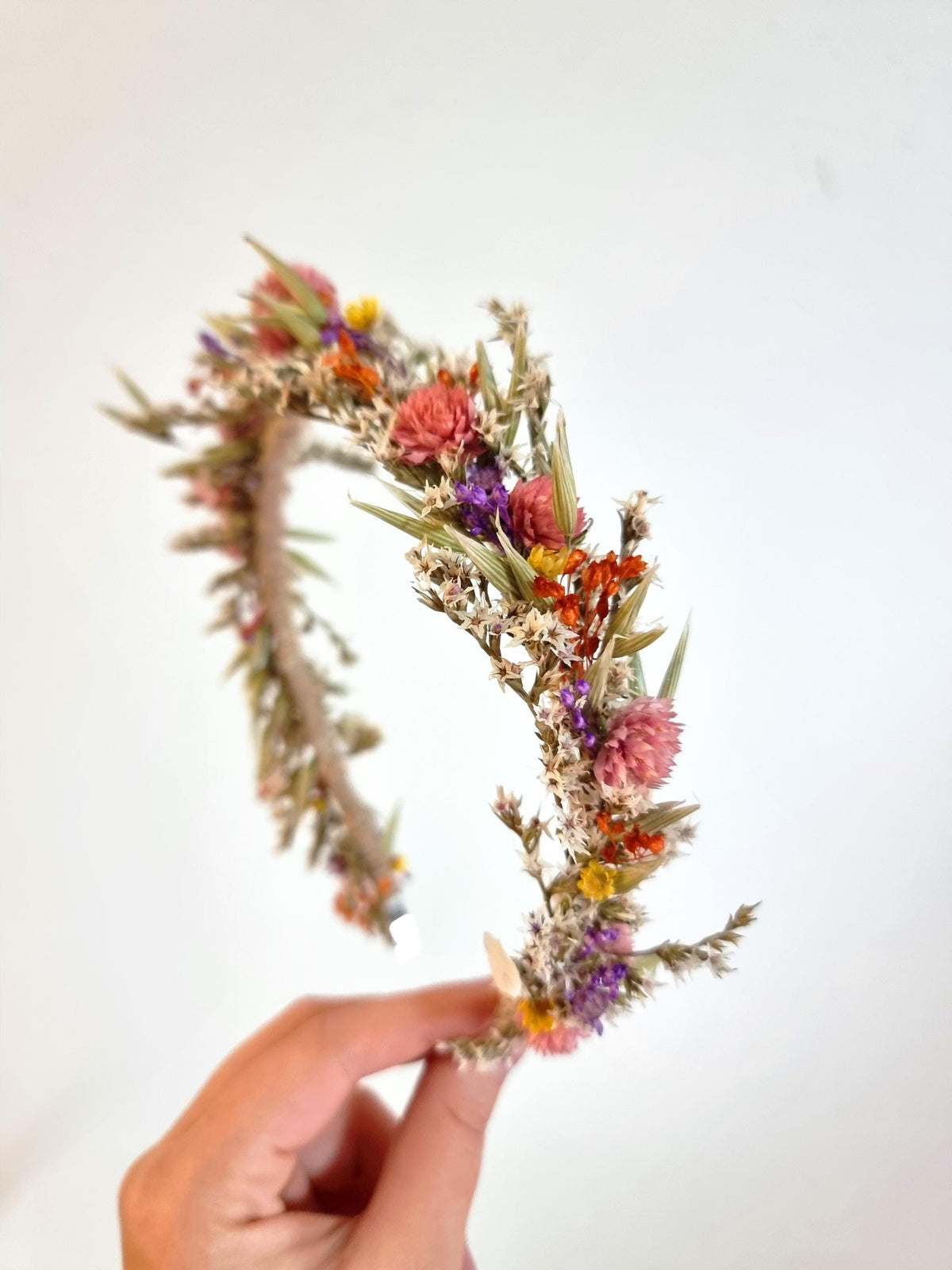 Erste Kommunion Bunter Kopfkranz, Brauthaar Stirnband, Blumenkrone für Festivals und Hochzeiten