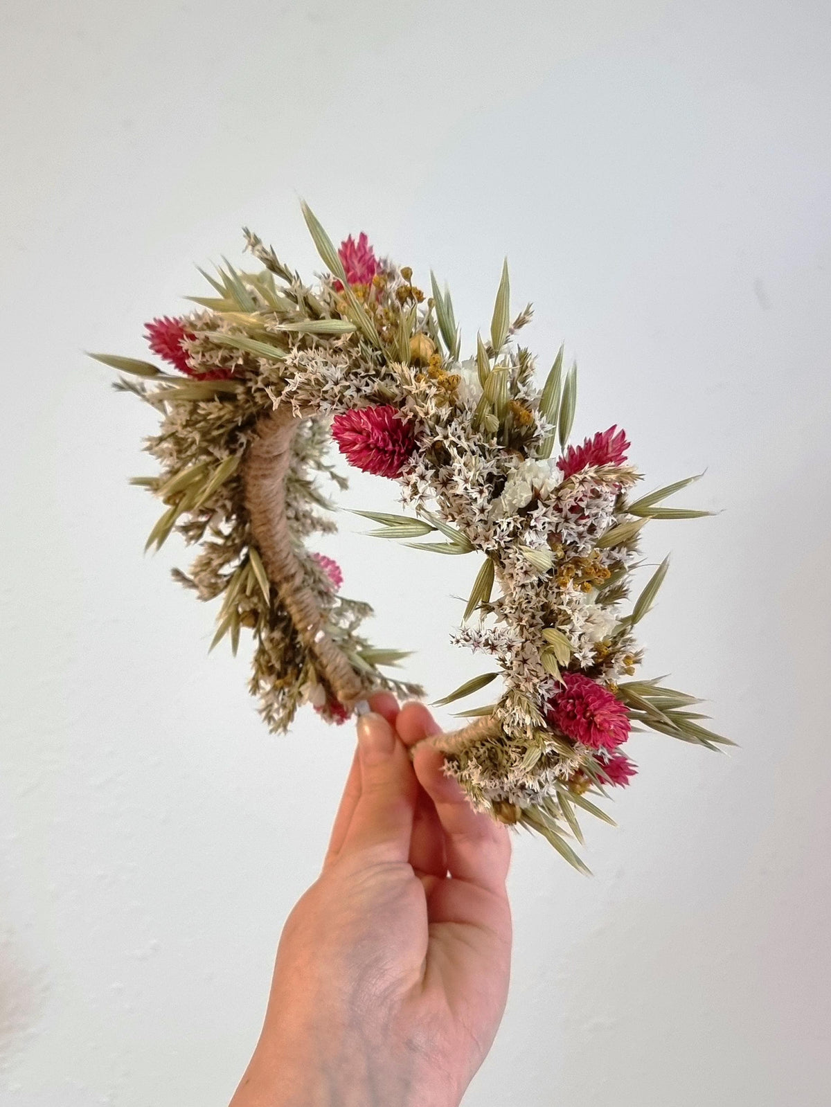 Kopfkranz für Hochzeiten, Erstkommunion Blumen-Stirnband, bunte rosa Blumenkrone