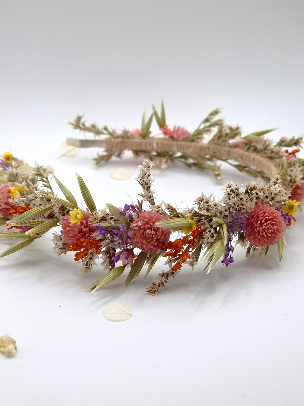 Erste Kommunion Bunter Kopfkranz, Brauthaar Stirnband, Blumenkrone für Festivals und Hochzeiten