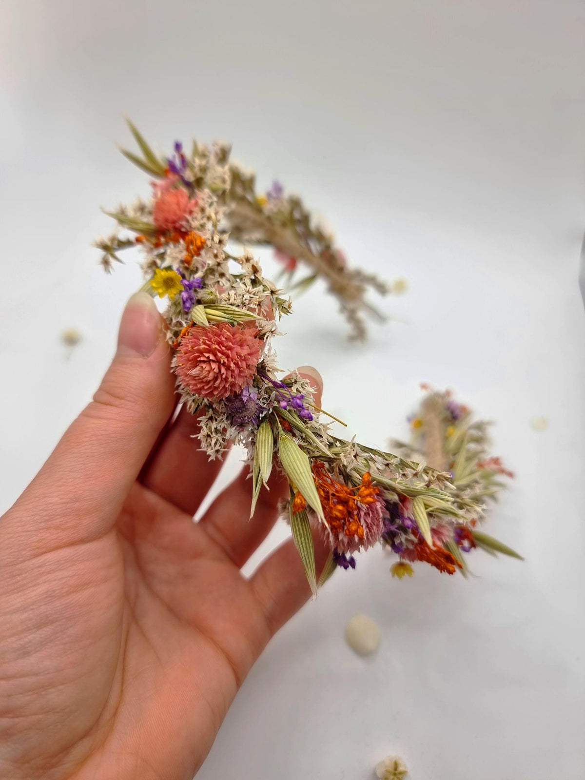 Erste Kommunion Bunter Kopfkranz, Brauthaar Stirnband, Blumenkrone für Festivals und Hochzeiten