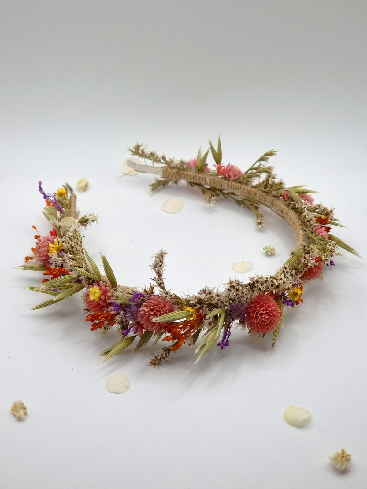 Erste Kommunion Bunter Kopfkranz, Brauthaar Stirnband, Blumenkrone für Festivals und Hochzeiten