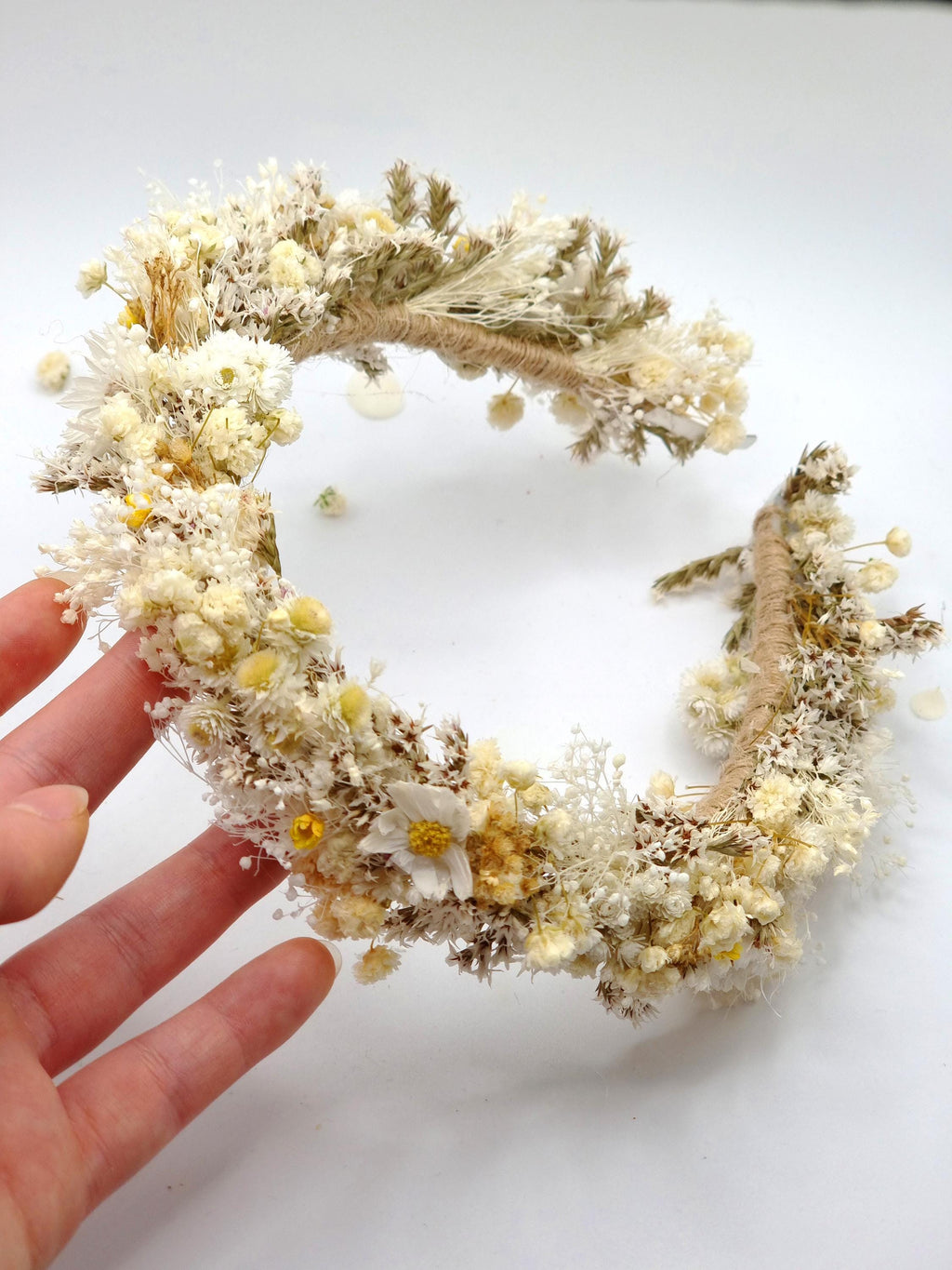 Hochzeit Kopfkranz mit Baby's Breath, First Communion Flower Stirnband, Weiße Blumenkrone