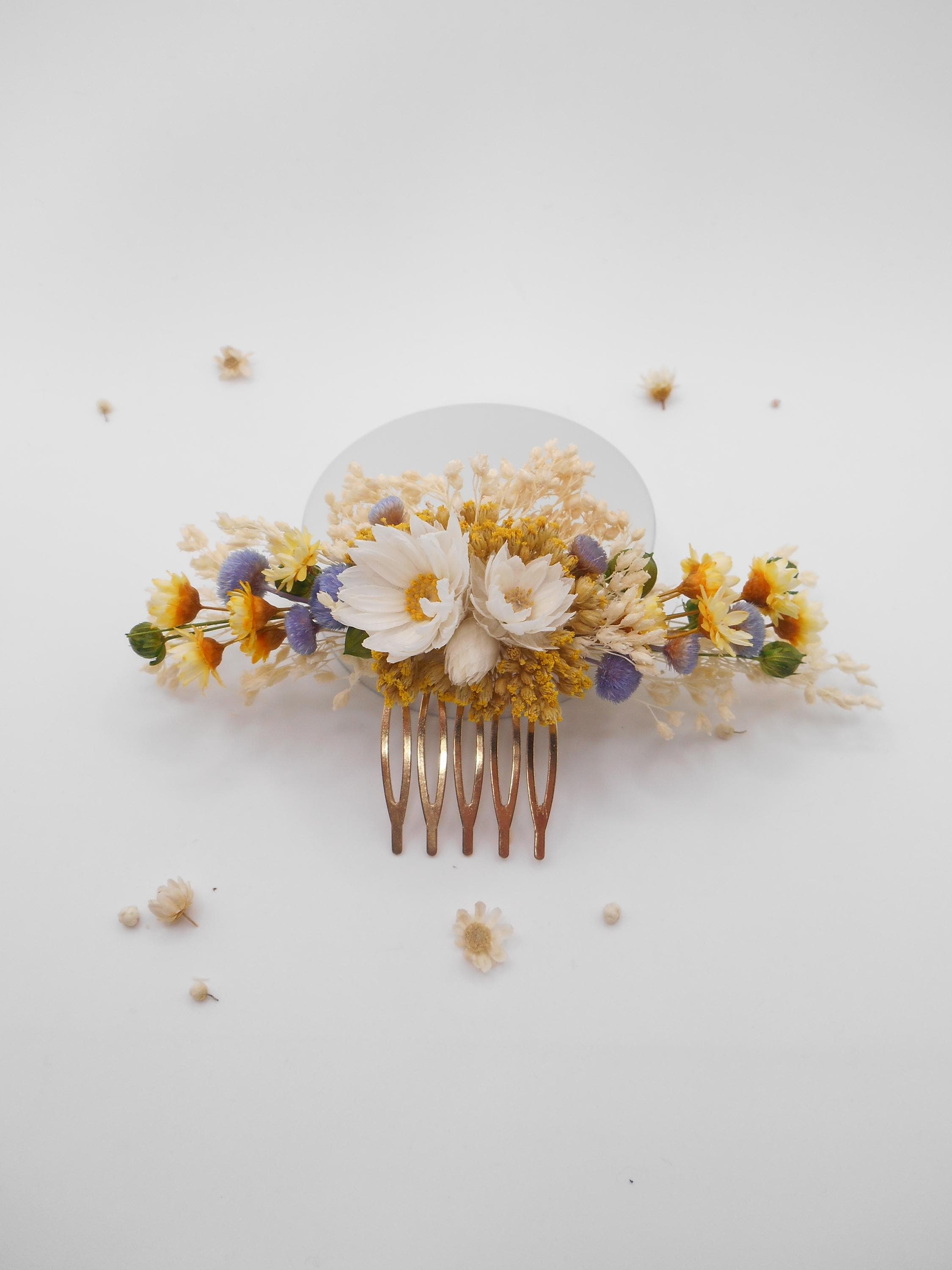 Weicher Frühlings-Haarkamm für Hochzeiten, Gänseblümchen-Haarschmuck, Braut, Brautjungfern, florales Haar-Accessoire