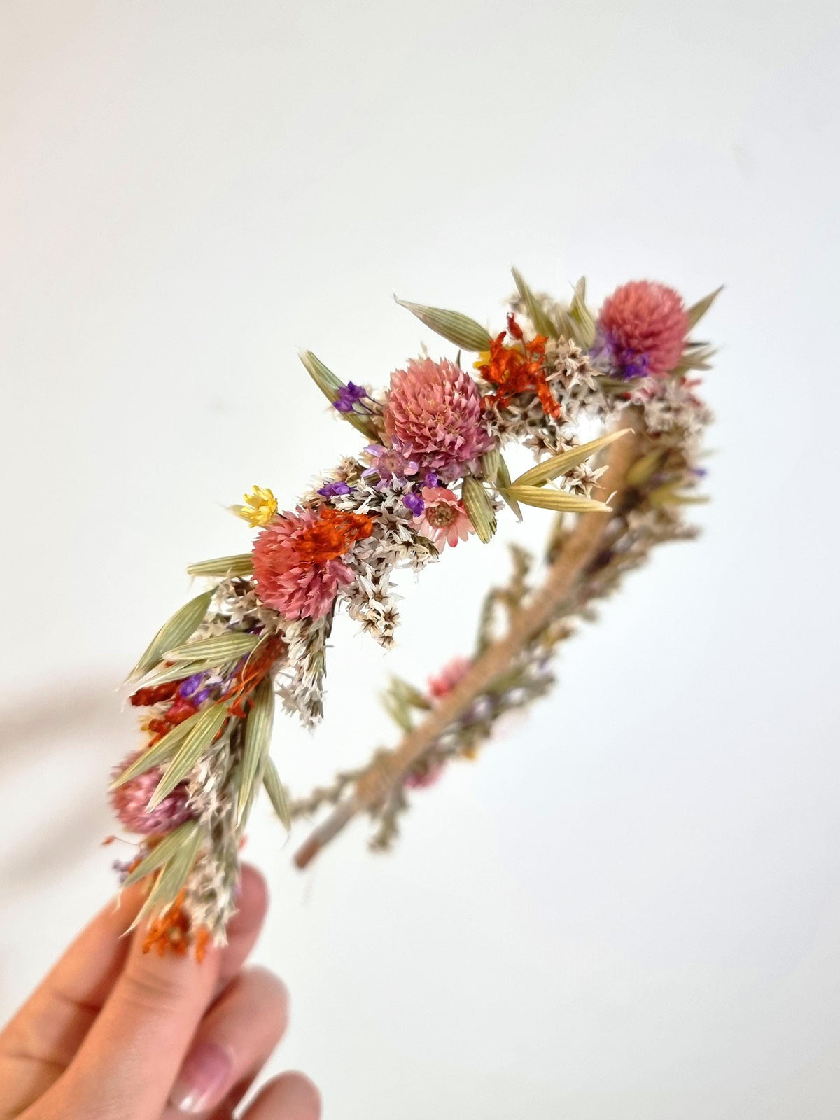 Erste Kommunion Bunter Kopfkranz, Brauthaar Stirnband, Blumenkrone für Festivals und Hochzeiten