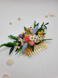 Fiesta Bunter Trockenblumen-Haarkamm | Lebhafter Boho Braut-Clip, Helles Haar-Accessoire für Hochzeitsgäste, Sommer Junggesellinnenabschied-Accessoire