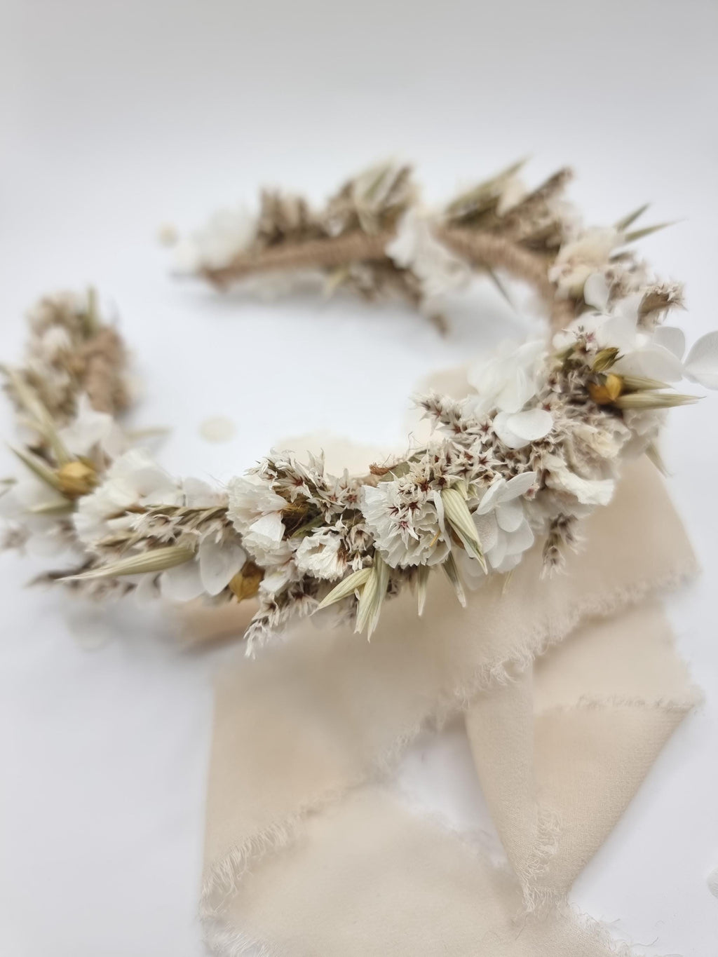 Boho Hochzeit Blumen Krone, getrocknete Blumen Stirnband für Erstkommunion, Bräute, Trauzeugin