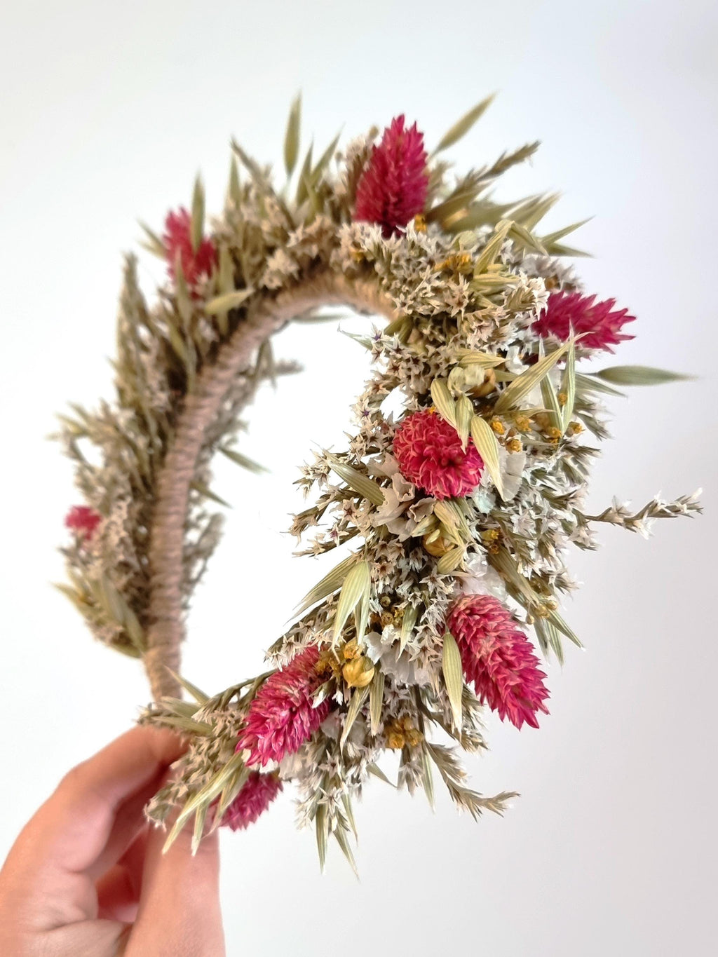 Kopfkranz für Hochzeiten, Erstkommunion Blumen-Stirnband, bunte rosa Blumenkrone