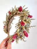 Kopfkranz für Hochzeiten, Erstkommunion Blumen-Stirnband, bunte rosa Blumenkrone