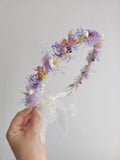 Wildflower Braut Krone, Kleine Zierliche Haarkranz, getrocknete Wiesen und Feldblumen, Hochzeit Stirnband