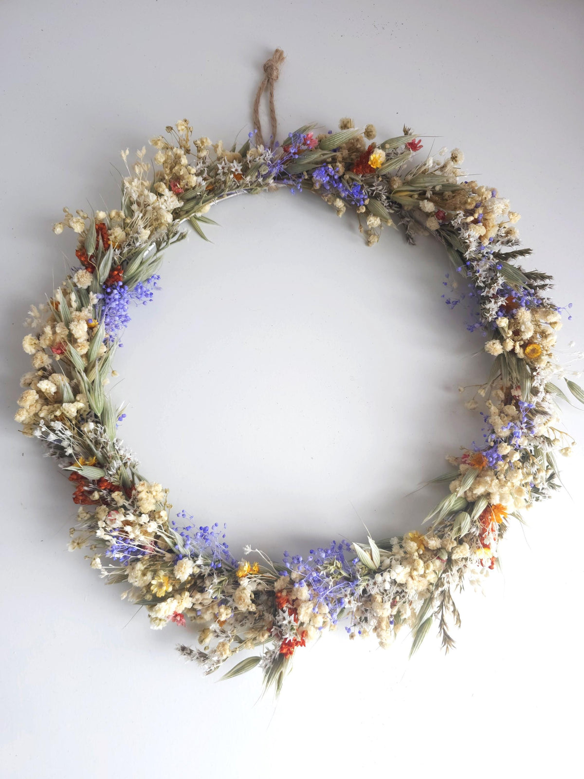 Bunter Türkranz, getrocknete Blumenanordnung, handgemachte Wanddekor