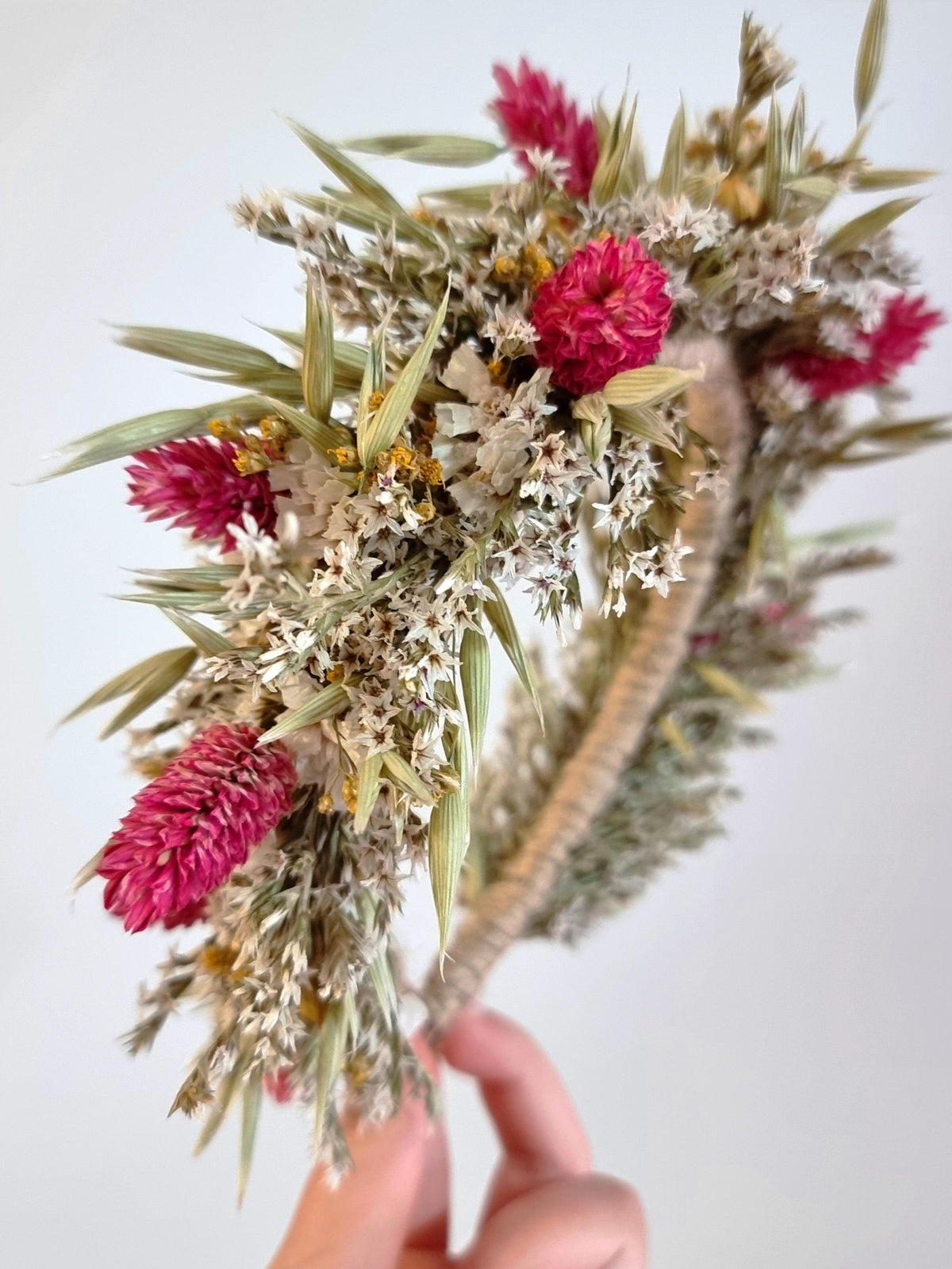 Kopfkranz für Hochzeiten, Erstkommunion Blumen-Stirnband, bunte rosa Blumenkrone