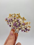 Lavendel & Lila Getrockneter Blumen-Haarkamm | Lila Braut-Haarschmuck, Verspielte Hochzeitshaarspange