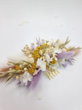 Hochzeits-Set in Lavendel und Gelb: Braut- und Brautjungfernstrauß, Blumen-Haarkamm, Hochzeitsdekoration