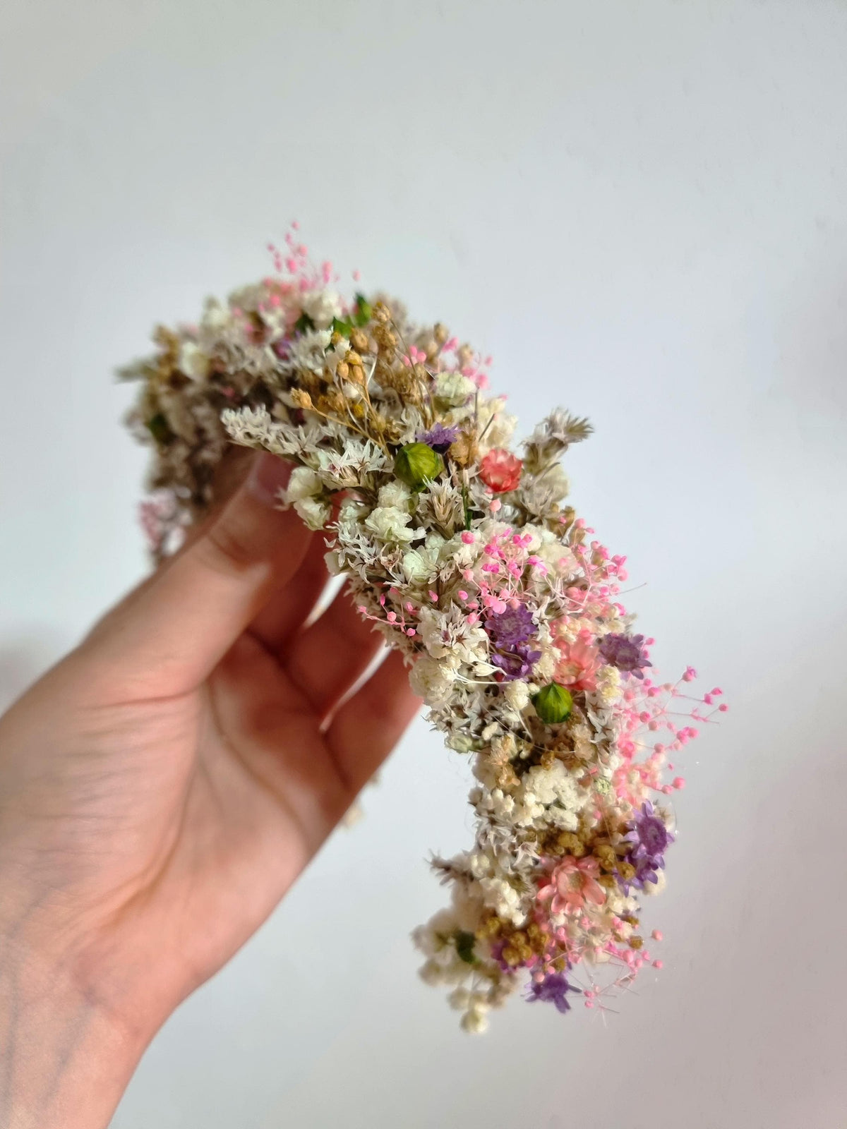 Getrockneter Wiesen-Blumenkranz, Braut-Stirnband, Blumen-Krone für Festivals, Partys und Hochzeiten