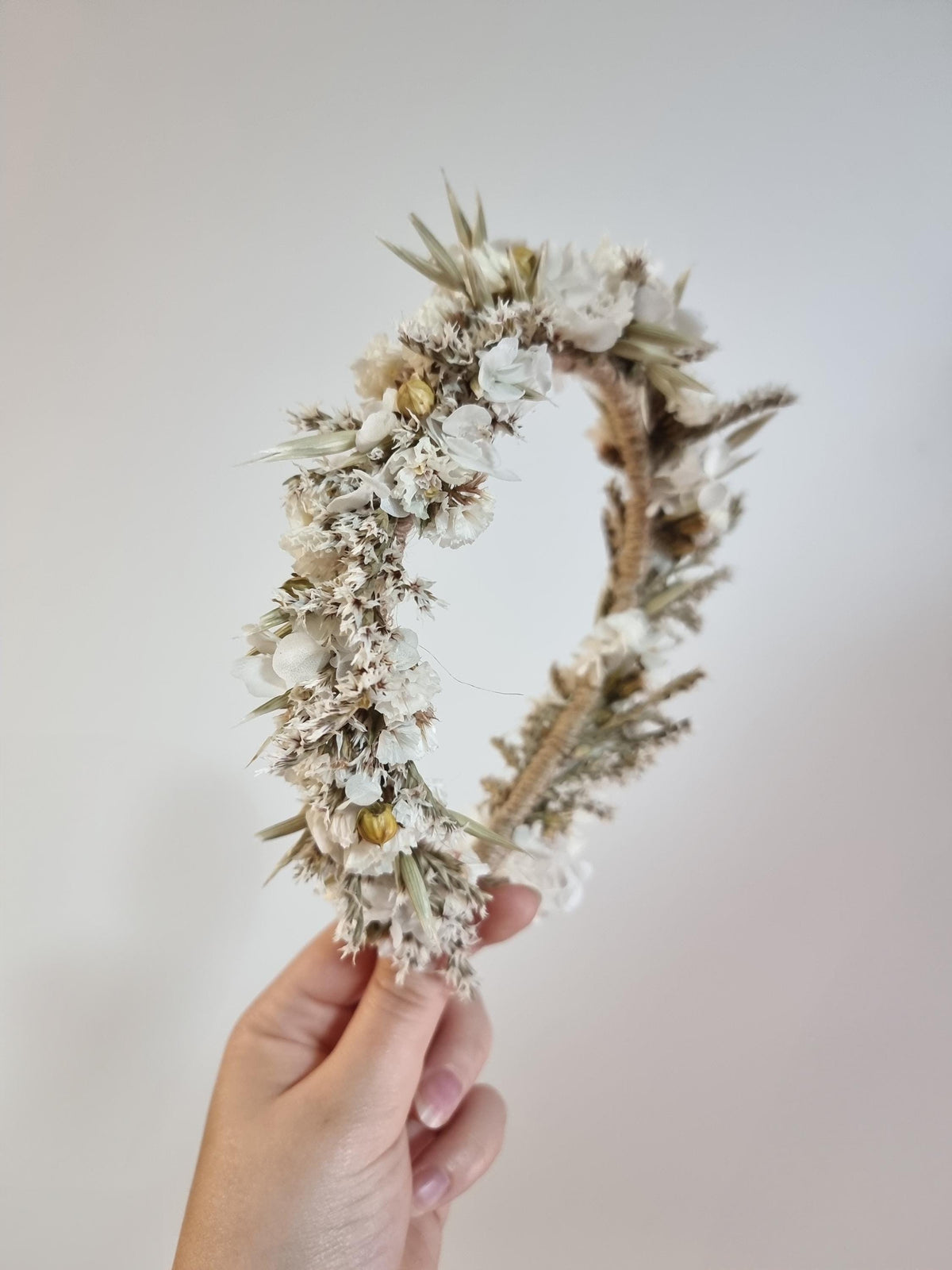 Boho Hochzeit Blumen Krone, getrocknete Blumen Stirnband für Erstkommunion, Bräute, Trauzeugin
